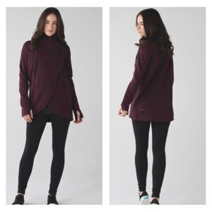 Lululemon That's A Wrap Heathered Bordeaux Drama Sweatshirt Jacket Snap Front 4